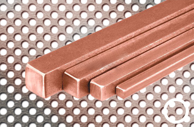 Kupfer Vierkantstangen E-Cu57 Länge 120 mm
