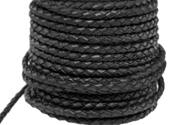 Lederband schwarz geflochten Ø 3 mm