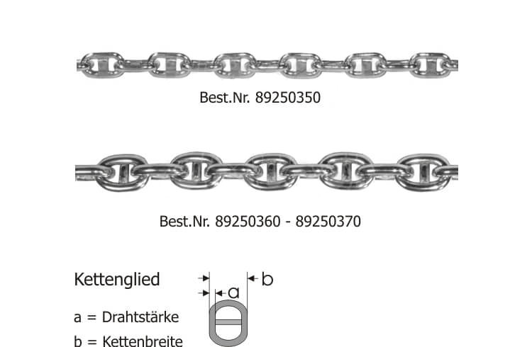 Ankerketten mit Steg Messing vernickelt