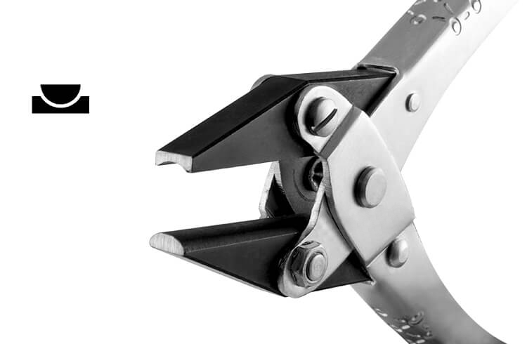 Parallel-Schienenzange halbrund / konkav