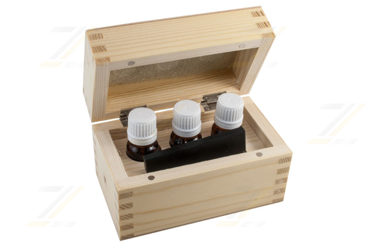Prüfsäurekasten mit 3 Flaschen