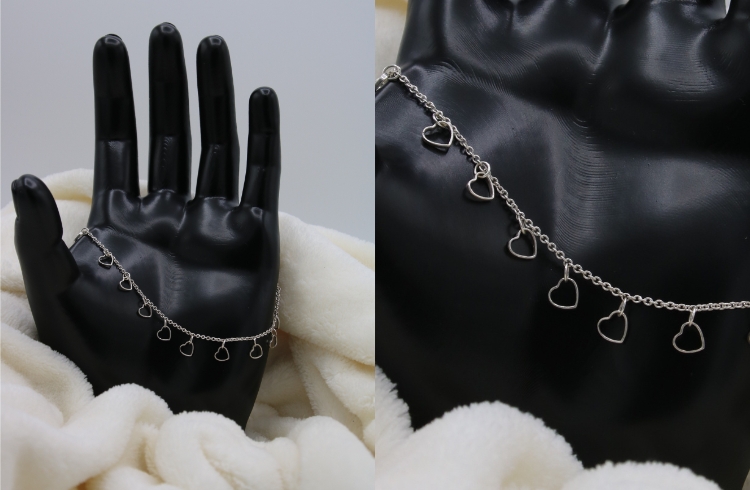 Fußkette mit Herzelementen 22-28cm