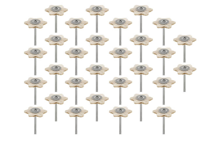 30 Radbürsten Sternbürste Ziege / weiß 22 mm