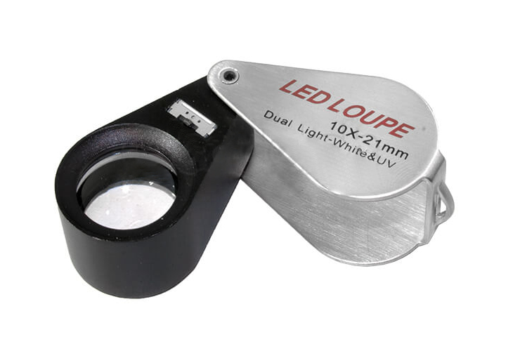 Einschlaglupe 10x/21mm LED & UV
