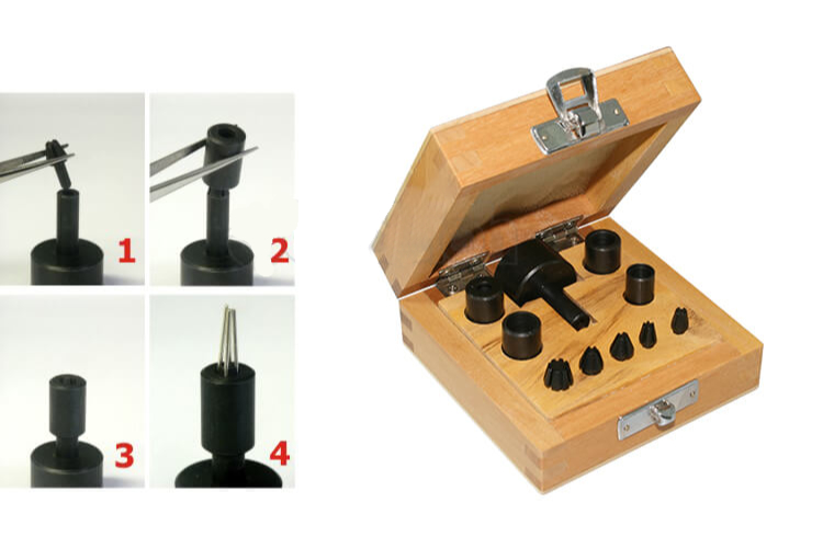 Montagehilfe für Fassungen mit Holzkasten