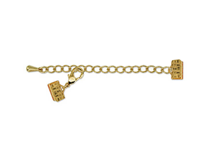 Verschluss mit Verlängerungskette für Drahtgewebe Messing antik